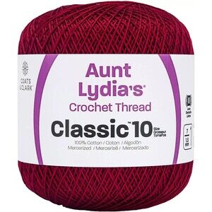 Aunt Lydia's ~ Crochet Thread ~ Classic Size 10 ~ 350 Yards - Cardinal
